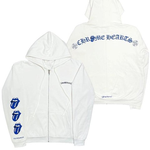 크롬하츠 x 롤링스톤즈 후드집업 화이트 - CF 공장 【매장 - 리셀가 250만원대】