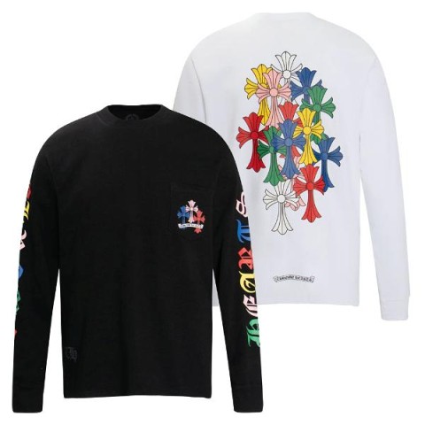 크롬하츠 멀티컬러 십자가 긴팔 티셔츠 2 COLOR - CF 공장 【매장 - 리셀가 150만원대】