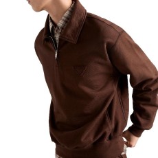 프라다 코튼 코코아 긴팔 카라티 - 잔디집 공장 【매장 - 리셀가 280만원대】